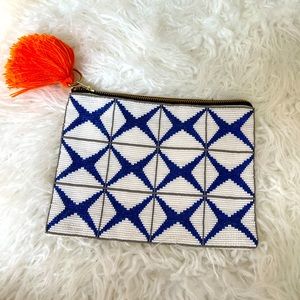 Meso Goods Blue Beaded Geometric Pouch Tassel